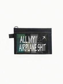 Mesh Passport Storage Bag, Letter Airplane Pattern Storage Bag, Travel Document Bag, Airplane Toiletry Bag, Document Storage Bag, Portable ID Card Boarding Pass Card Holder, Data Cable Storage Bag, Zipper Mesh Makeup Storage Bag, Large Capacity Storage Bag, Daily Toiletry Makeup Bag, Multi-Function Storage Bag, Lightweight Travel Tote Bag, Exquisite Gift, Essential Travel Storage Bag, Wedding Bride Gift, Birthday Gift, Back To School Gift, School Opening Gift, Graduation Gift - Multicolor - View 12