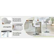Modern Bar Stool Set (Set Of 2) / High-Quality Linen Bar Stools, -Plated Steel Frame / Easy To Install / High Load Capacity / Suitable For Home Bars And Restaurants - 灰色+棕色 - 查看 8