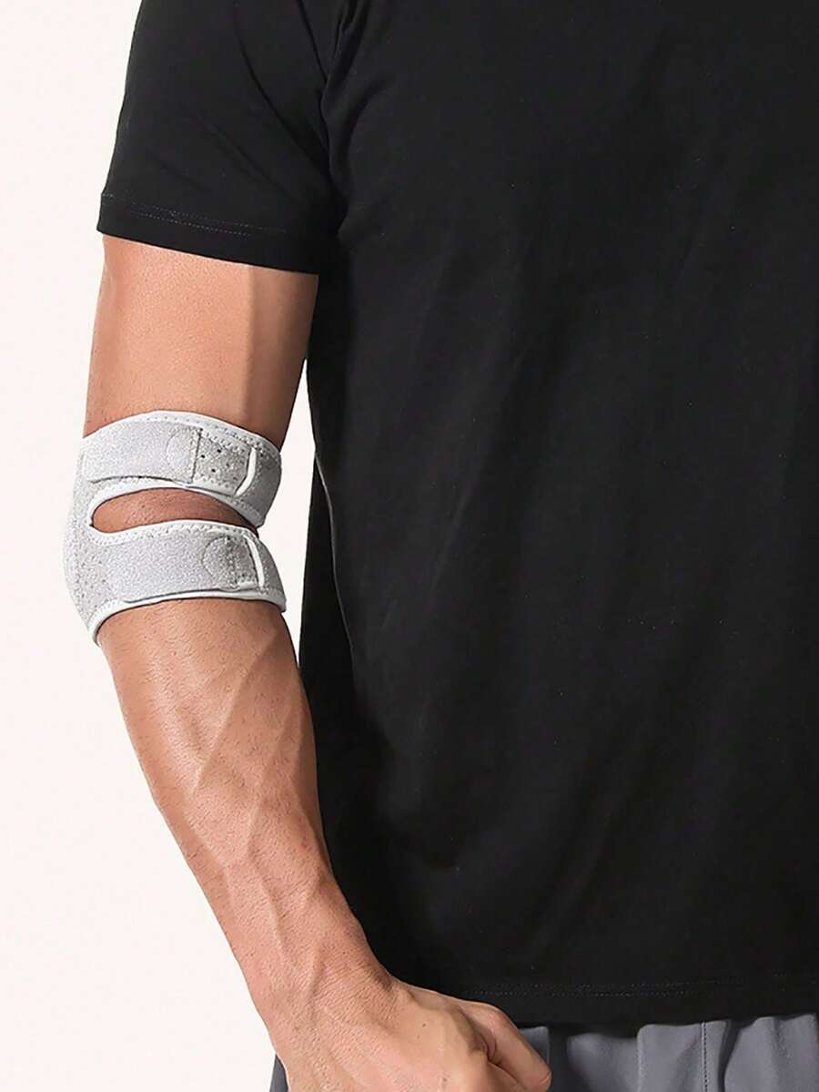 1pc Adjustable Compression Silicone Elbow Support Band For Fitness, Running, Tennis And Sports - Multicolor - View 1