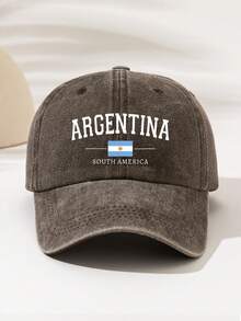 1件時尚極簡水洗棒球帽「ARGENTINA」印花圖案，送給家人與朋友的禮物，四季通用裝飾風格，美式復古運動風，男女通用必備時尚單品 - 阿根廷 - 查看 19