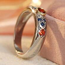 Women's Fashion Personalized Exquisite Round Ring, Featuring Colorful Synthetic Zirconia Inlaid Design, Versatile Accessory For Daily Wear, Vacation, Commuting And Exotic Occasions - Multicolor - View 7
