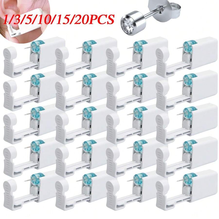 1/3/5/10/20PCS Disposable Ear Piercing Gun Kit Built-In Stainless Steel Earrings Stud Self Ear Piercing Kit