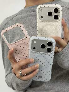 Fashion Color Block Polka Dot Pattern Small Fresh Magnetic Phone Case Compatible With IPhone 18 Pro Max 18 Pro 17 Pro Max 17 Pro 16 Pro Max 15 Pro Max 14 Pro Max 15 Plus 17 Air 13 12 Pro Max 11 Shockproof Wireless Charge Soft Protective Back Cover - Blue - View 4