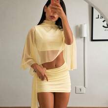 Women Two-Piece Outfits - 奶油黃 - 查看 1