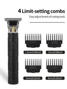 HIENA 男士多色 T9 USB 無線電動理髮器，光頭電動理髮器、刮鬍刀、造型電動修剪器、雕刻修剪電動修剪器，附 4 個限位梳，簡單耐用 - 黑色 - 查看 7