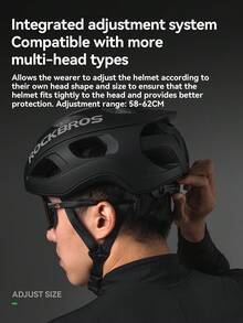 ROCKBROS 1pc Lightweight Cycling Helmet, Breathable & Ventilated, With Deodorizing & Antibacterial Liner, Wear-Resistant Edge Protection, Adjustable Size 58–62cm, Suitable For Road Cycling, Mountain Biking And Daily Commuting - Multicolor - View 9