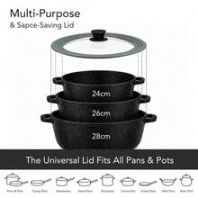 Heat Resistant Universal Pot Lid, Clear Glass Cover With Silicone Rim For Pans, Woks & Stockpots - Grey - View 4