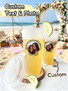 1pc Customized Personalized Party Cold Drink Cup, Wedding Party Cold Drink Cup, Personalized Plastic Cup, Summer Party Bulk Cold Drinks, Reusable, Suitable For Weddings, Bachelor Parties, Birthday Parties, Outdoor Sports Beach Drinking - Multicolor - View 8