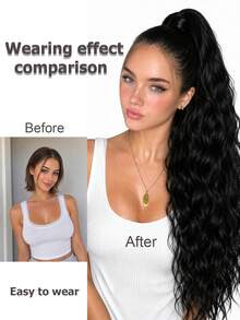 Extensión de Coleta Ondulada Multicolor de 24 Pulgadas, Cabello Sintético Resistente al Calor para Mujeres, Aspecto Natural, Adecuado para Uso Diario y Peinado, Accesorio para el Cabello - Multicolor - Ver 7