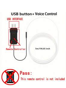 196英吋汽車內飾LED燈條 USB供電 RGB氛圍燈套件，App控制光纖燈，音樂同步律動，適用車門、中控台與儀表板（不含遙控器） - 彩色 - 查看 13