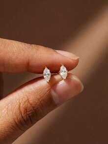 1 Pair 4-Prong Oval 0.5CT-2CT Diamond Earrings, Elegant Romantic Women's Earrings, High-Quality Birthday Gift/Anniversary Gift - Marquise Diamond Earrings - View 3