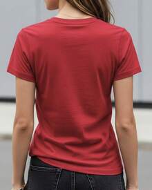 Camiseta Feminina Alma Brasileira Copa Brasil Algodão - Vermelho - Visão 3