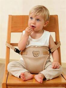 1 pieza Correa para silla alta de bebé, cinturón de asiento ajustable de malla transpirable con bordado de oso lindo, correa de fijación portátil universal para silla de comedor de niño pequeño para el hogar y viajes - Multicolor - Ver 10