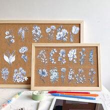 50pcs Blue And White Floral Patterns Flower Stickers / For Skating And Cycling / Luggage / Diary Notebooks / Phone Cases / Fridge Guitar Skateboard Decoration / Valentine's Day Limited Edition And Other Holidays Perfect Gift - 1 Set - View 8