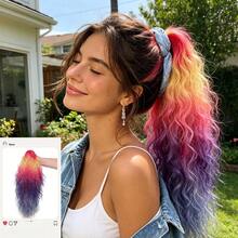 Claw Clip Colorful Ponytail Extension For Women 26 Inch Curly Pony Tail Clip In Hair Extensions Fluffy Natural Looking Synthetic Hairpiece For Daily Use - 彩色 - 查看 9