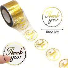 500pcs Gold Foil Star Border Transparent Thank You Stickers, Gradient Gold Foil Font, Smooth Peel And Stick Without Residue, Suitable For Gift Boxes, Express Delivery, Bakery Packaging, Versatile Packaging To Enhance Ritual Feeling, Practical And Convenient For Bulk Packaging - One Size Fits All - View 5