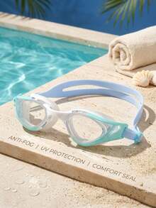 Swimming Goggles Set (Nose Clip + Storage Bag + Swim Cap + Goggles) Unisex Swimming Goggles, Waterproof Anti-Fog, New Upgraded Design, Wide Field Of View Anti-Fog Leak-Proof Pool Goggles, Suitable For Beach Vacation, Swimming Party - Baby Blue - View 2