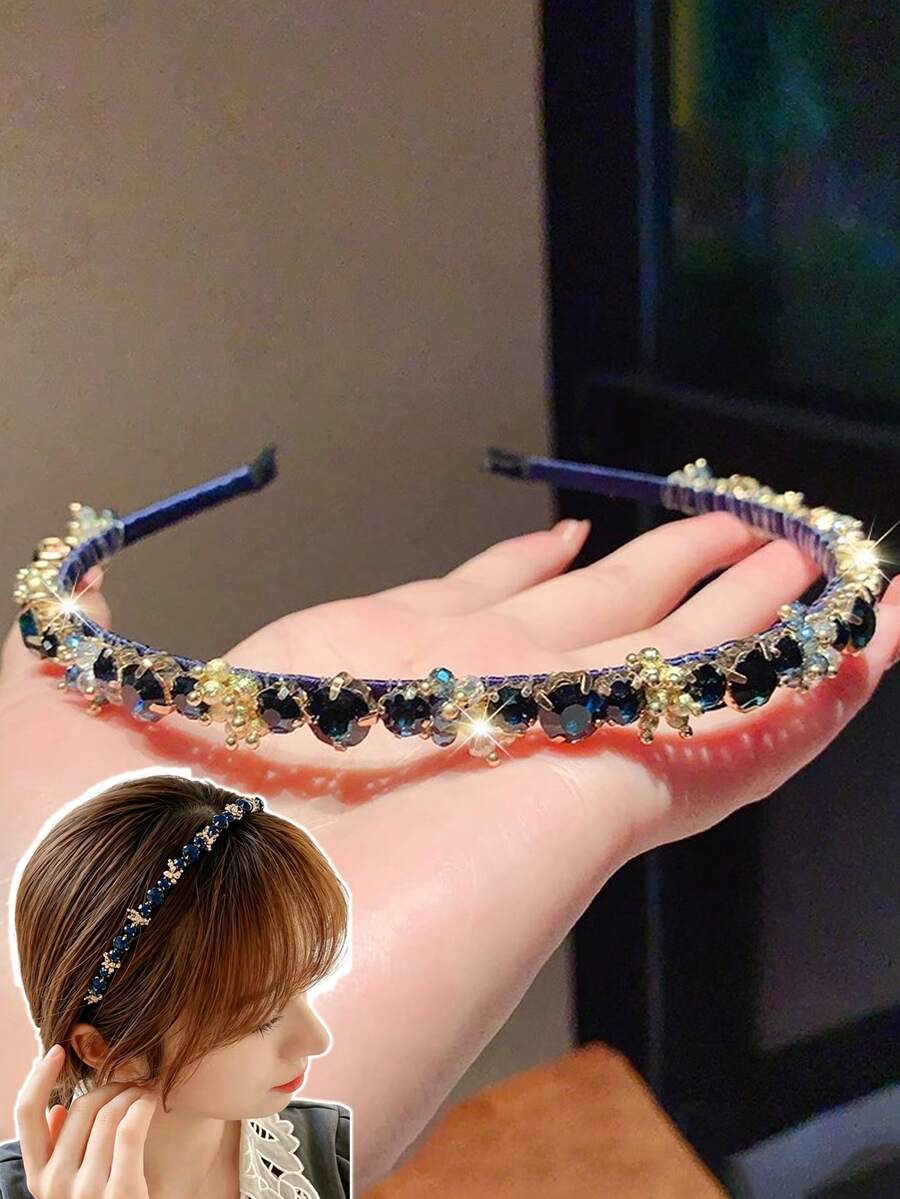 1件高端巴洛克人造水晶水鑽髮箍,法式優雅女孩派對髮飾,閃亮宮廷風 - 多色C - 查看 1