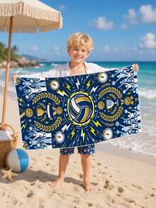 1 pieza Toalla de playa con tema de voleibol para niños, manta de playa extra grande de microfibra súper suave, toalla de baño súper absorbente, adecuada para viajes, piscina, buceo, surf, yoga, camping, disponible en varios tamaños, accesorios de playa para playa, piscina, viajes, camping, yoga - Multicolor - Ver 7