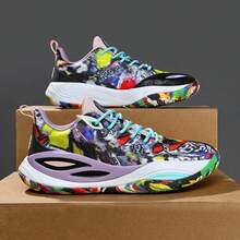 Men's Basketball Shoes, Anti-Slip, Wear-Resistant, Student, Squeaky Friction Sound, Spring/Summer, Mesh Breathable, Practical, Concrete Court - Multicolor - View 3