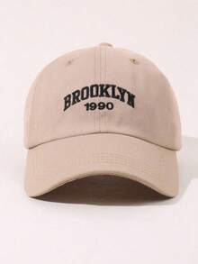 1件中性休閒 BROOKLYN 字母刺繡卡其色棒球帽，適合戶外旅行，可調節式棒球帽 - 彩色 - 查看 8