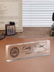 1pc Customized Acrylic Desk Name Plate With Logo And Text, Professional Office Workstation And Business Meeting Signage, Can Add Name, Position And Company Logo, Suitable For Teachers, Doctors, Managers And Employees, Teacher Appreciation Gift - Multicolor - View 14
