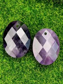 1/2PCS Natural Faceted Oval Pendant, 15*20mm Size, For Jewelry Making, DIY Necklace, Earrings, Wedding Favors, Valentine's Day Handmade Gifts - Cross-section - View 14