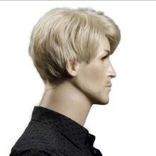 New Men Full Wig White Gold Short Side Part Slanted Bang Soft Ventilated Adjustable Hair Accessory Daily Outing Party Labor Day Cosplay Styling Wigs Cosplay Wigs Halloween Costume Wigs - Pale Gold - View 5