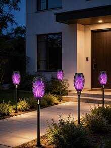6/4/2/1pc 12LED Solar Flame Torch Light, Auto On Off Flickering Tiki Lamp, Waterproof Outdoor Landscape Lighting For Garden Path Patio Yard Holiday Decor, Multi Colors Available - Multicolor - View 11