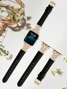 1pc Ultra-Fiber Watch Band For Women And Men, Compatible With 38mm, 40mm, 41mm, 42mm, 44mm, 45mm, 46mm, 49mm – S11/10-42mm Shiny Metal Buckle, Ultra-Thin Comfortable And Sweat-Resistant – Elegant Fashionable Watch Band, Suitable For Business, Dating, Wedding, Party And Daily Wear – Cute Gift, High-Quality Replacement Watch Band Accessory - Black + Gold - View 4