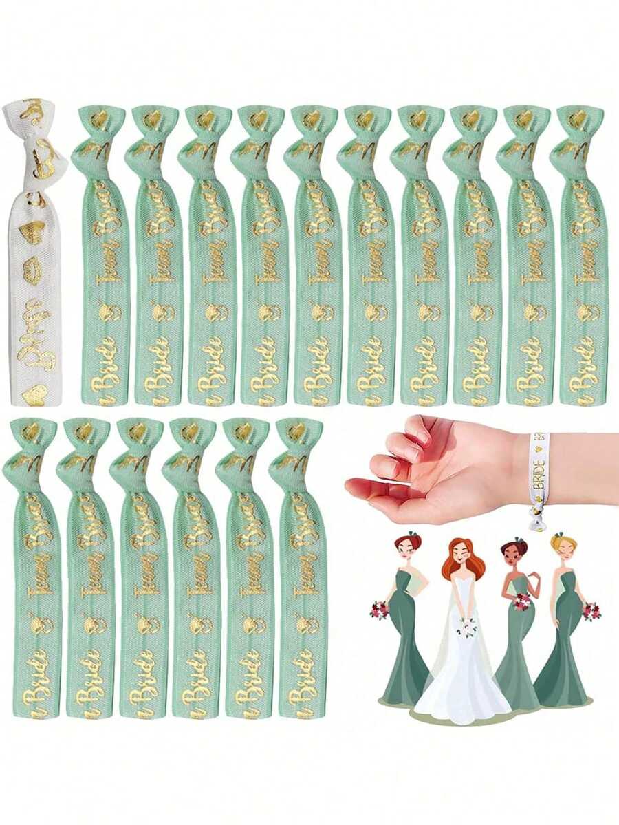 11pcs Fashion Polyester+Spandex Bridal Party Wristband Set - 1pc White Bride Style & 10pcs Bridesmaid Style - Wedding Bachelorette Party/Girlfriend Party Celebration Accessories - A - View 1