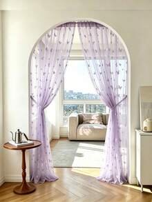 1pc Purple Butterfly Door Curtain, Nursery Door Curtain, Bedroom Door Curtain, Wall Decor Backdrop, Daycare Decor, Baby Shower Supplies, Bridal Shower, Girls Birthday Gift, Party Favor, 1st Birthday, Home Decor, Living Room Decor - Purple Butterfly - View 4