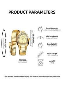 gedi 1 buah Jam Tangan Gelang Wanita Berbentuk Ular, Jam Tangan Quartz Merek Ternama - Hitam - View 5