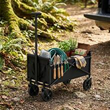 Heavy Duty Folding Pet Wagon Cart With All-Terrain Wheels, 330lbs Capacity Collapsible Dog & Cat Stroller For Outdoor, Travel, Park & Camping – Black - 黑色 - 查看 8