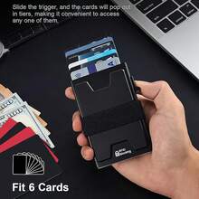 Men's Slim RFID Blocking Smart Pop Up Wallet, Minimalist Credit Card Holder, Novelty Money Clip, With Durable Expandable Backplate, Pocket Purse - Multicolor - View 10