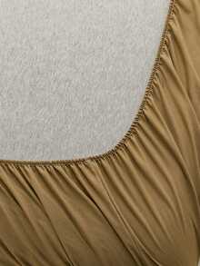 1pc Fashion Solid Color Brushed Single Fitted Sheet (Bed Cover/Mattress Protector) - Soft, Comfortable, Breathable, Anti-Pilling, Home Decor, Suitable For All Seasons; Fits Multiple Bed Sizes (Twin, Full, Queen, King); Dust-Proof Design; Does Not Include Pillow And Pillowcase. - Khaki - View 7