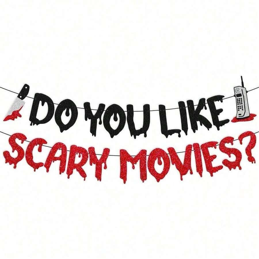 Movie Night Party Decorations Do You Like Horror Movies Banner Halloween Horror Movie Night Party Decor Killer Scream Party Decorations Halloween Bloody Killer Theme Spooky Eerie Event - Halloween Banners - View 1