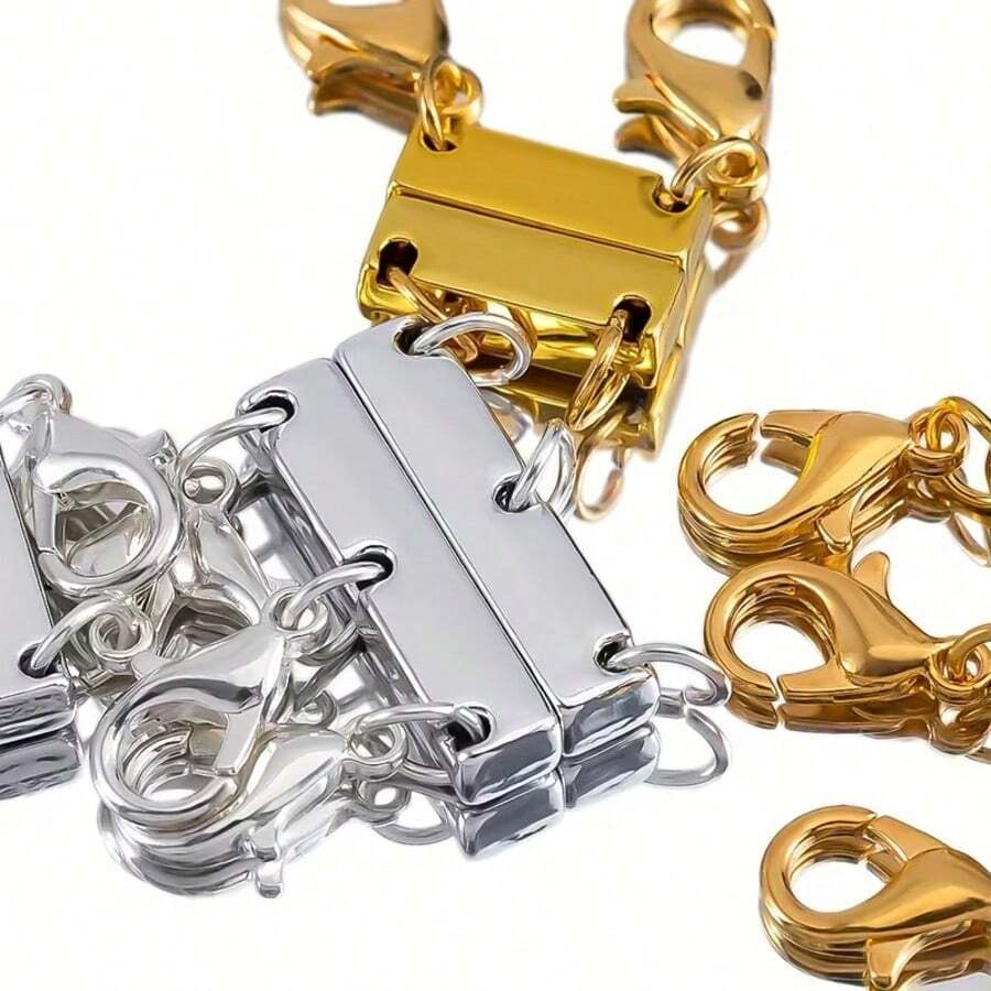 1Pc Layered Necklace Magnetic Clasp, Gold And Silver Necklace Separator For Layering, Multiple Jewelry Closure Options To Create Layered Looks - Connector - View 1