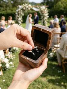 Customized Wooden Wedding Engagement Ring Box,Wedding Ring Box, Personalized Engraved Wooden Ring Holder Box,Square Ring Holder Box,Anniversary Gift.,Engagement Ring Box,Women's Ring Box,Ring Holder Box,Wooden Ring Box,Room Decor,Storage - Multicolor - View 5