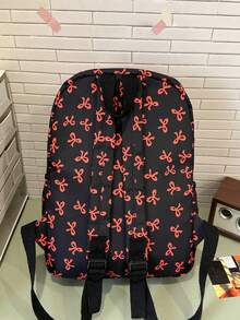Mochila escolar clásica para estudiantes, estampado de lazos, correas ajustables ligeras, gran capacidad, mochila de viaje diario escolar con estética linda para niñas y mujeres - Negro - Ver 4