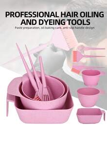 6pcs Hair Dyeing Tool Set, Hair Dye Brush + Hair Dye Bowl, Multi-Color Mixing Bowl, Comb Brush, Hair Styling And Design Tools, Suitable For Hairstylists - Multicolor - View 2
