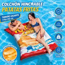 Aufblasbare Matratze, 2 Modelle: Pommes frites (119 x 168 cm, belastbar bis 90 kg) und Chipstüte (178 x 140 cm, belastbar bis 100 kg). Strapazierfähiges PVC, leicht, aufblasbar, mit Rückschlagventil, für Pool, Strand, Sommerpartys, für 1–2 Personen - Farbe 140 x 178 cm - Übersicht 3