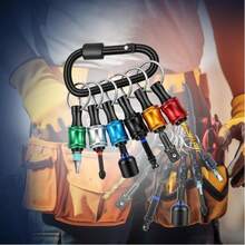 Gantungan Kunci Pemegang Mata Bor 1/4" 6 Buah, Pemegang Mata Bor Tangkai Heksagonal 1/4 Inci (Sekitar 0,6 Cm) untuk Kunci Pas, Obeng, dan Mata Bor, dengan Carabiner Gantungan Kunci - Gantungan kunci warna-warni - View 2