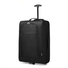 Bagaglio a mano piccolo, bagaglio leggero, valigia trolley morbida con due ruote, valigia da cabina per uomo e donna, adatta per viaggi di lavoro e vacanze - nero - Visualizzare 8