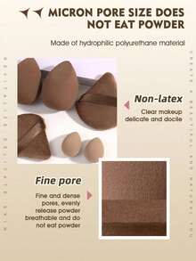 6pcs Makeup Sponge Triangle Puff Set, Soft Wet Use Makeup Tool, Suitable For Concealer, Foundation, Powder And Daily Facial Makeup, Portable And Practical, Perfect Christmas And Holiday Gift For Women - Coffee Brown - View 3