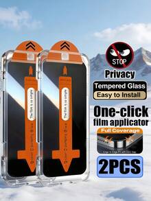 2pcs Anti-Peeping Dust-Free Tempered Glass Screen Protector, One-Click Dust Removal Installation, Office/Subway Privacy Protection, Compatible With Samsung Galaxy S26 A57/ 15T Poco M7 X7/ 17 Pro Max Series, Explosion-Proof, Scratch-Resistant, Anti-Peeping Phone Screen Protector, Smooth Oleophobic Layer, Auto-Adsorption, Easy Installation - Black - View 30