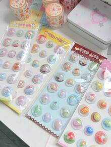 迷你3D胶囊贴纸，可爱浮雕贴纸，适用于日记本、贴纸簿和DIY手工制作 - 彩色 - 查看 9