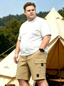Men's Plus Size Cargo Style Bermuda Shorts, Cargo Style Brand, Loose Bermuda Shorts, Straight Leg Shorts, Summer Slim Fit Sports - Khaki - View 5