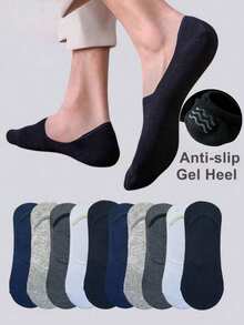1/5/10 Pairs (Random Delivery) Men's Plus Size Non-Slip Invisible Loafer Socks, Suitable For Daily Life Or Sports - Multicolor - View 1