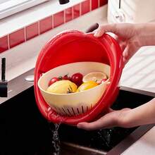 1pc Cute Fruit Shaped Colander Basket, Kitchen Storage Drain Basket, Thickened Fruit Washing Basket, Vertical Design No Water Accumulation, Breathable Quick Drying, Fun Decorative Style, Kitchen Organizer Basket - Multicolor - View 4